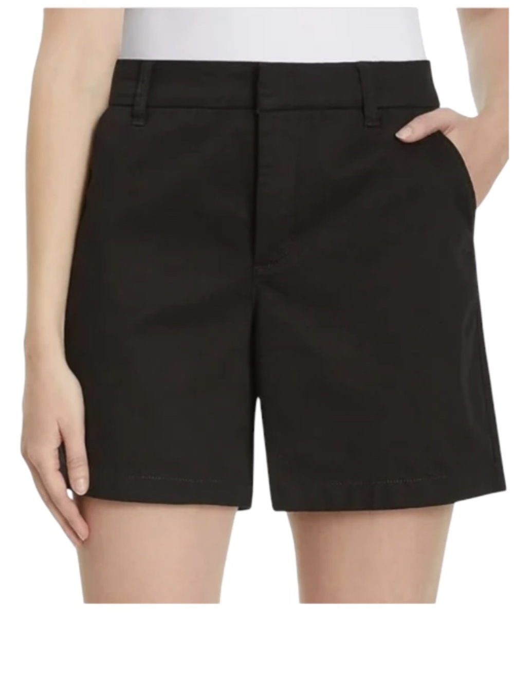 Gloria Vanderbilt Womens Black High Rise Cotton Chino Short 10